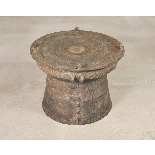 Metal Pair of Southeast Asian Bronze Rain Drums or Drinks Tables For Sale - Image 7 of 18