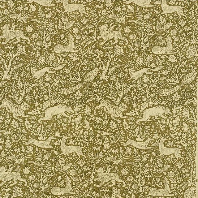 Sample - Schumacher Khan's Park Fabric in Khaki Olive For Sale