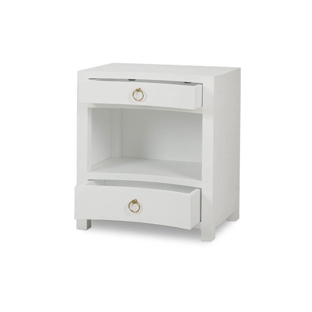 Contemporary White Linen Wrapped Nightstand For Sale - Image 3 of 10