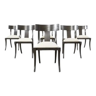 Set of Six Ebonized Neoclassical Style Klismos Dining Chairs For Sale