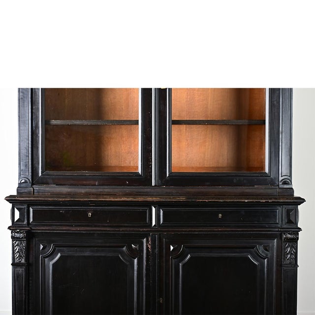 Black French 19th Century Grand Ebonized Bibliotheque For Sale - Image 8 of 14
