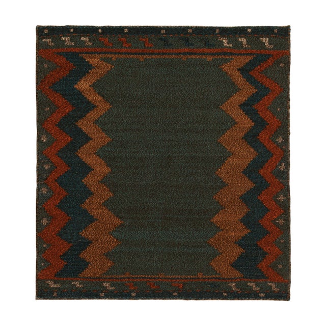 Textile 1980s Vintage Sofreh Kilim Rug in Blue and Brown With Chevron Tribal Patterns For Sale - Image 7 of 7