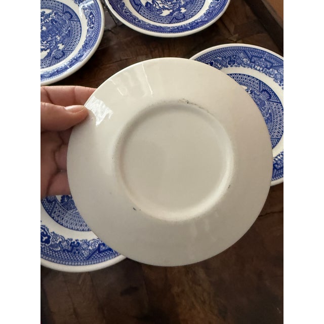 Vintage Blue Willow Saucers 6.125 Inch Blue and White Transferware - Set of 5 For Sale - Image 4 of 7