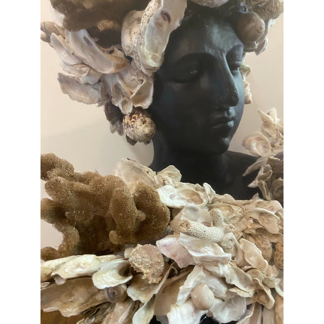 Hollywood Regency Shell Encrusted Bust by May River Neptune, Bluffton, Sc For Sale - Image 3 of 9