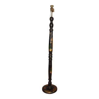 Vintage Asian Hand Painted Japanned Chinoiserie Floor Lamp For Sale