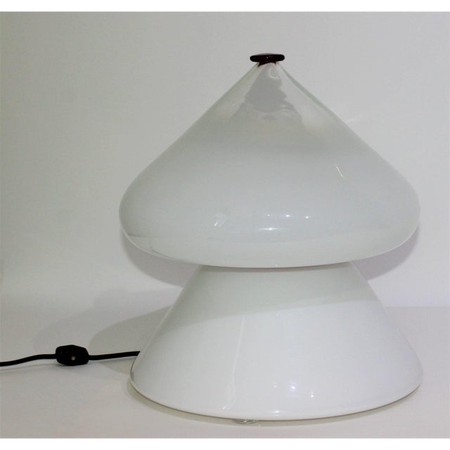 Mid 20th Century Mid-Century Modern Venini Table Lamp White, Clear, Red Cap For Sale - Image 5 of 13