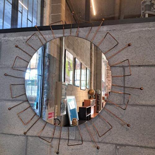 Vintage Mirror with Metal Frame, Denmark, 1960s For Sale - Image 3 of 4