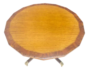 Tilt Top Mahogany Banded Rosewood Round Breakfast Table Single Pedestal Base