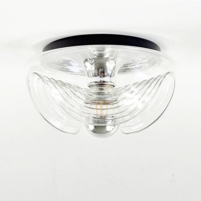 Mid-Century Space Age Glass Wave Flush Mount by Koch & Lowy for Peill & Putzler, Germany, 1970s For Sale - Image 4 of 10