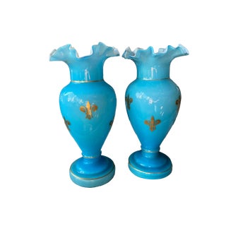 Late 19th Century French Blue Vases - a Pair For Sale