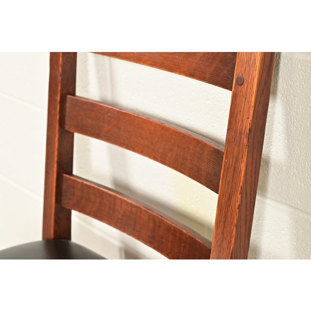 Wood L. & J. G. Stickley Antique Mission Oak Arts & Crafts Ladder Back Side Chairs or Dining Chairs, Pair For Sale - Image 7 of 14