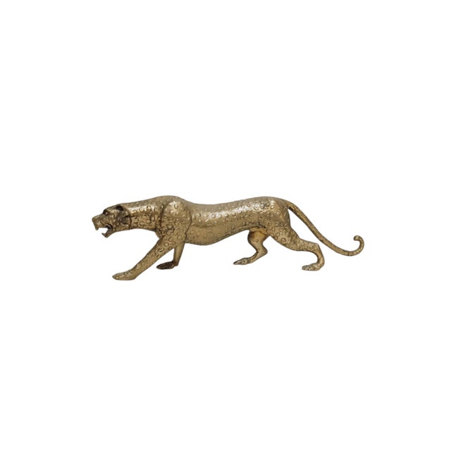Metal Vintage Brass-Toned Leopard Sculpture, 1960s For Sale - Image 7 of 13