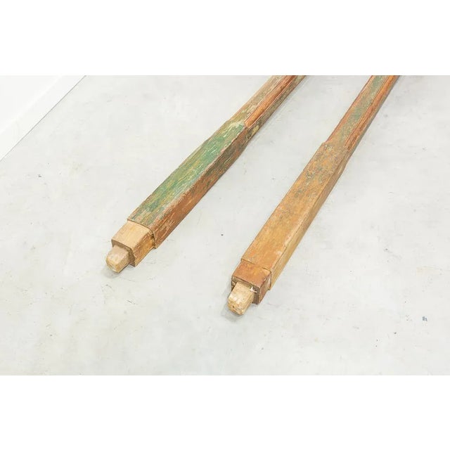 Brown Indonesian Wood Columns, 1900s, Set of 2 For Sale - Image 8 of 9