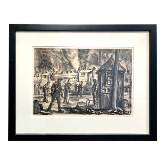 1920s Social Realism “Erie R. R. Yards” Lithograph by Reginald Marsh For Sale