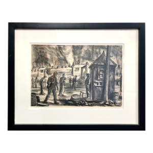 1920s Social Realism “Erie R. R. Yards” Lithograph by Reginald Marsh