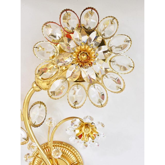 Gilt Brass Flower Wall Lights with Crystals from Palwa, Germany, 1970s, Set of 2 For Sale - Image 14 of 15