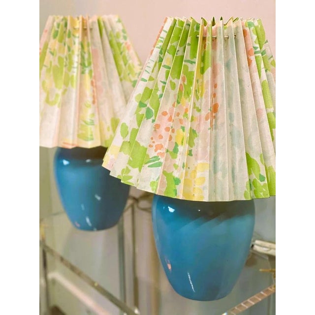 Vintage Blue Ceramic Table Lamps, Set of 2 For Sale - Image 5 of 8