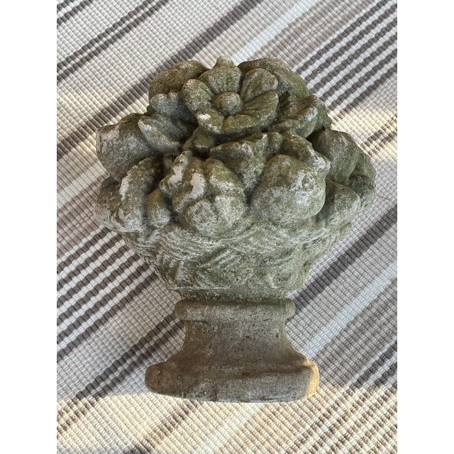 Vintage Cast Stone Fruit Basket Garden Urn For Sale - Image 14 of 16