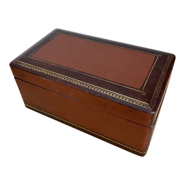 Mid 20th Century Red Leather Humidor Box For Sale