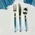 1980s Vintage Boho Chic French Blue Lucite Flatware With 18/10 Stainless Steel - Set of 33. For Sale - Image 6 of 8