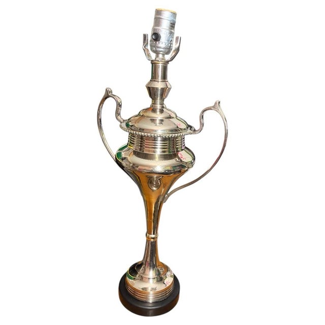 Hollywood Regency Vintage Tanner Kenzie Arteriors Silver Trophy Urn Table Lamps - A Pair For Sale - Image 3 of 7
