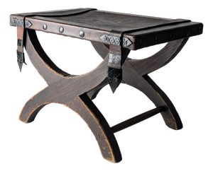 Colonial Curul Stool in Leather and Wrought Iron, Mexico, 1940s