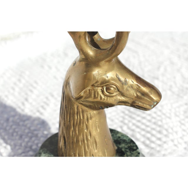 Metal 1980s Petites Choses Brass Deer Candelabra With Green Marble Base For Sale - Image 7 of 8