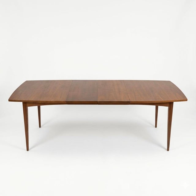1960s Broyhill Attributed Premier Vintage Mid Century Modern Walnut Dining Table With 2 Leafs C. 1960s For Sale - Image 5 of 9