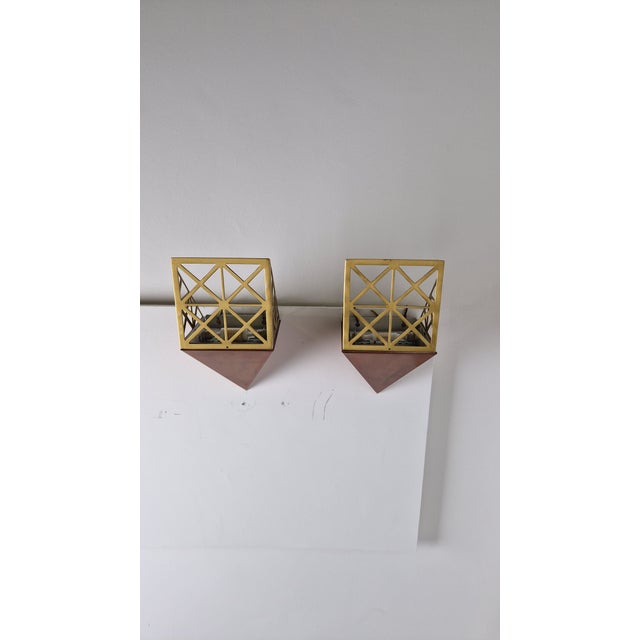 Wall Lamps in Brass Sheet and Cast Brass attributed to Luca Scacchetti, 1980s, Set of 2 For Sale - Image 9 of 11
