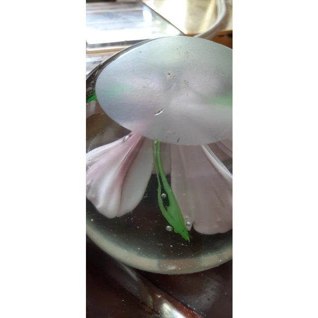 Transparent Mid 20th Century Hollywood Regency Murano Flower Infused Paper Weight For Sale - Image 8 of 9