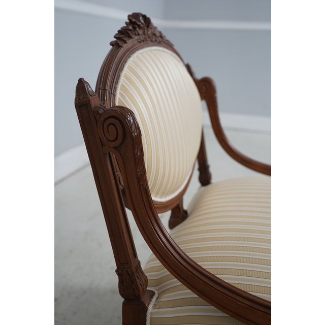 Vintage French Louis XVI Carved Walnut Parlor Chairs For Sale - Image 12 of 18