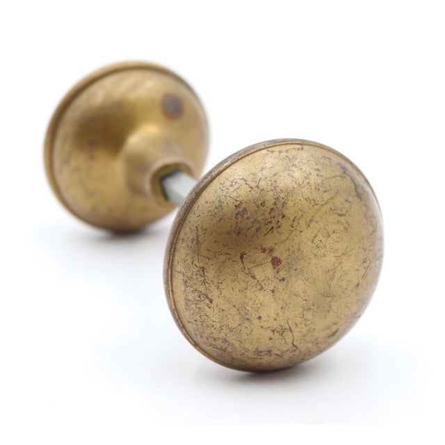Vintage Traditional Pressed Brass Passage Door Knob Set For Sale - Image 6 of 8