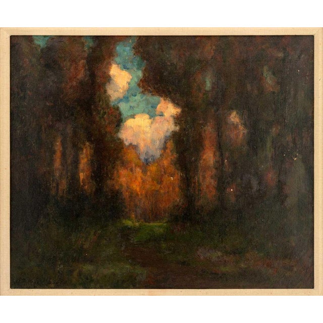 William King Amsden (American, 1859-1933), Untitled (Forest Landscape Scene), Oil on Canvas, signed lower left, giltwood...