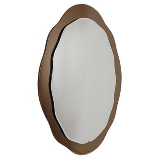 Mid 20th Century Modern Italian Organic Mirror in Bronzed Glass by Cristal Arte, 1970s For Sale