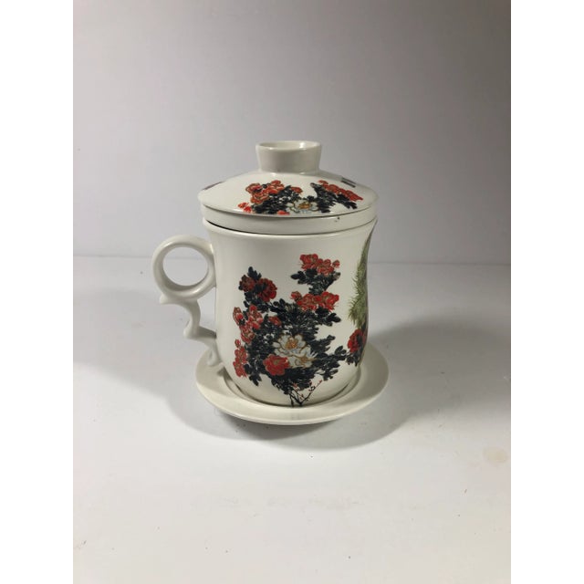 Teavana Ceramic Porcelain Tea Cup, Saucer & Infuser With Lid For Sale - Image 9 of 9
