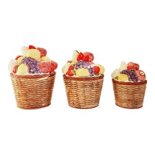 Vintage Lord & Taylor Made in Japan Fruit Baskets Cookie Jars-Set of 3 For Sale