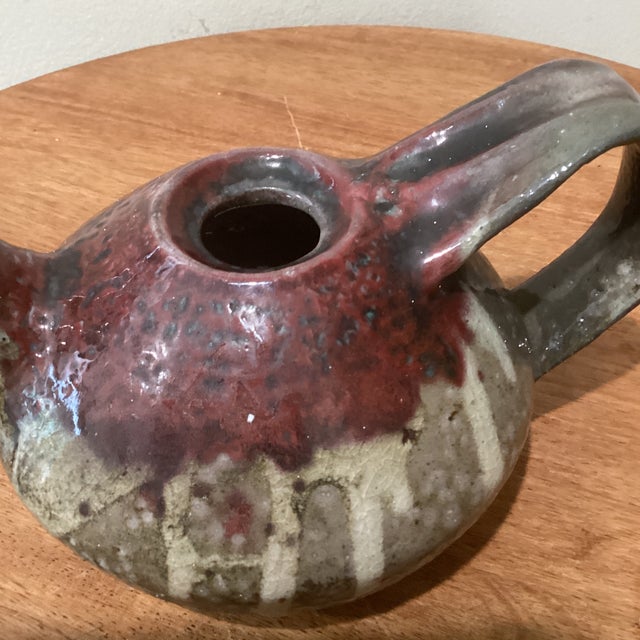 Vintage Asian Wood Fired Glazed Stoneware Teapot With Side Handle For Sale - Image 10 of 12