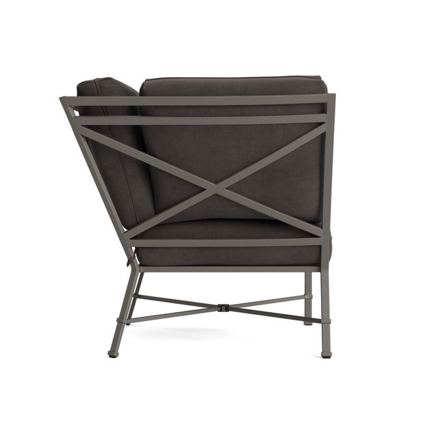 Contemporary Brown Jordan Venetian Corner Sectional, Mica frame with Fusion Charcoal fabric For Sale - Image 3 of 11