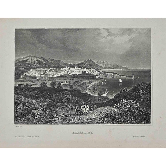 Ancient View of Barcellona is an original lithograph on paper realized by Eigenthum d. Verleger in The 19th Century....