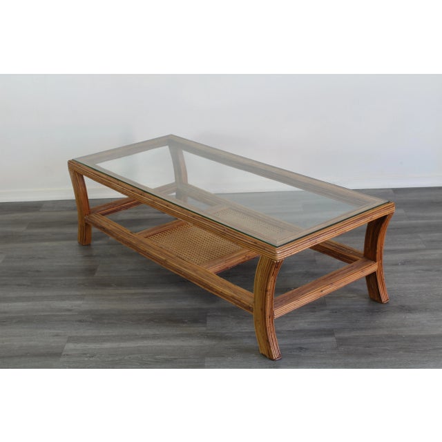 Coffee Vintage Pencil Reed Two Tiered Coffee Table For Sale - Image 8 of 11