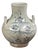 Vintage Fade Gray White Pale Blue Floral Graphic Ceramic Vase For Sale