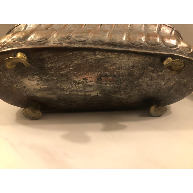 1960s Oblong Copper Planter With Brass Claw Feet For Sale - Image 6 of 11