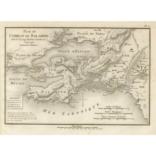 Antique Battle Map of Salamis from Ambroise Tardieu, 1821 For Sale