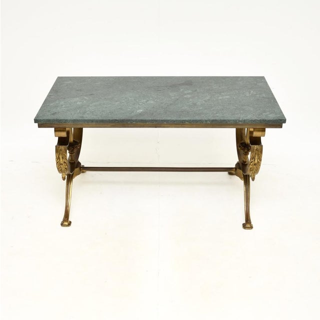 French Brass Coffee Table with Marble Top, 1930s For Sale - Image 9 of 9