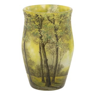 Daum Nancy Landscape Scene Cameo Glass Vase For Sale