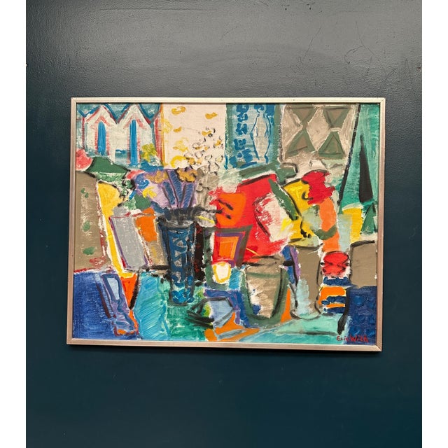 Eric With, Still Life with Flowers, 1950s, Oil Painting on Canvas, Framed For Sale - Image 9 of 17
