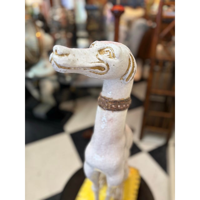 1970s Italian Terracotta Glazed Greyhound on Seated Base For Sale - Image 4 of 12
