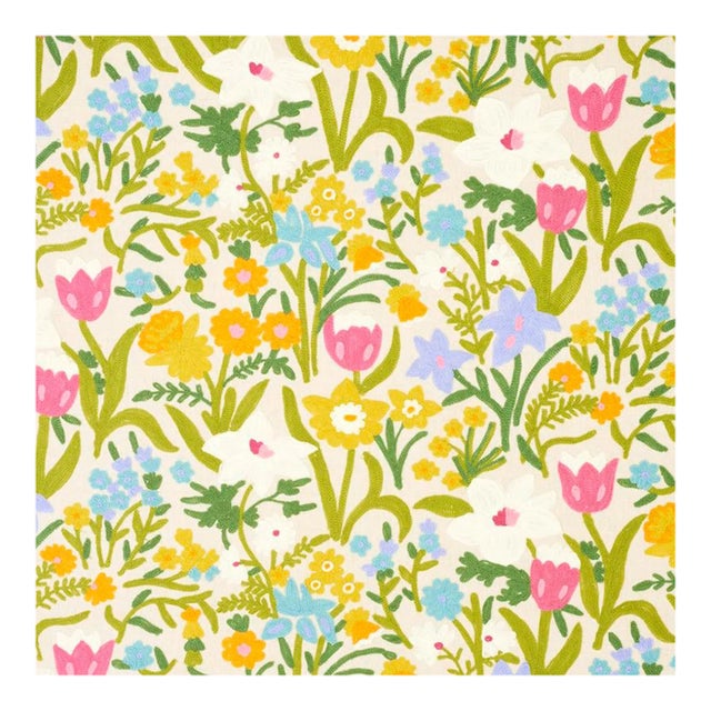Schumacher Crewel Garden Fabric in Multi For Sale