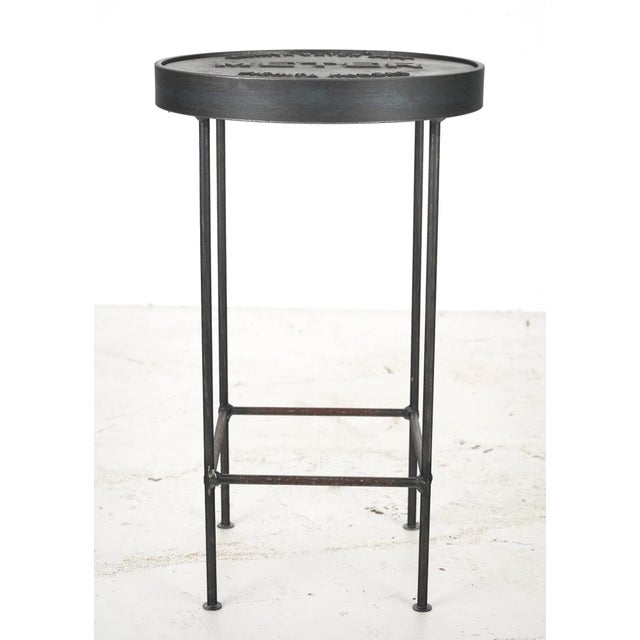 Industrial Wichita Water Dept. Water Meter Cover Stool Side Table For Sale - Image 3 of 11