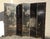 Wood Vintage Oriental Asian Palace City Coromandel Chinoiserie Black Six Panel Screen For Sale - Image 7 of 17